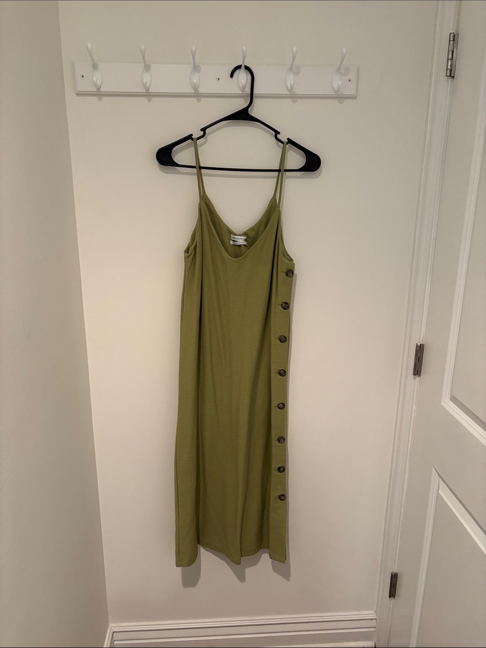 Urban Outfitters Olive Green Side-Button Midi Slip Dress